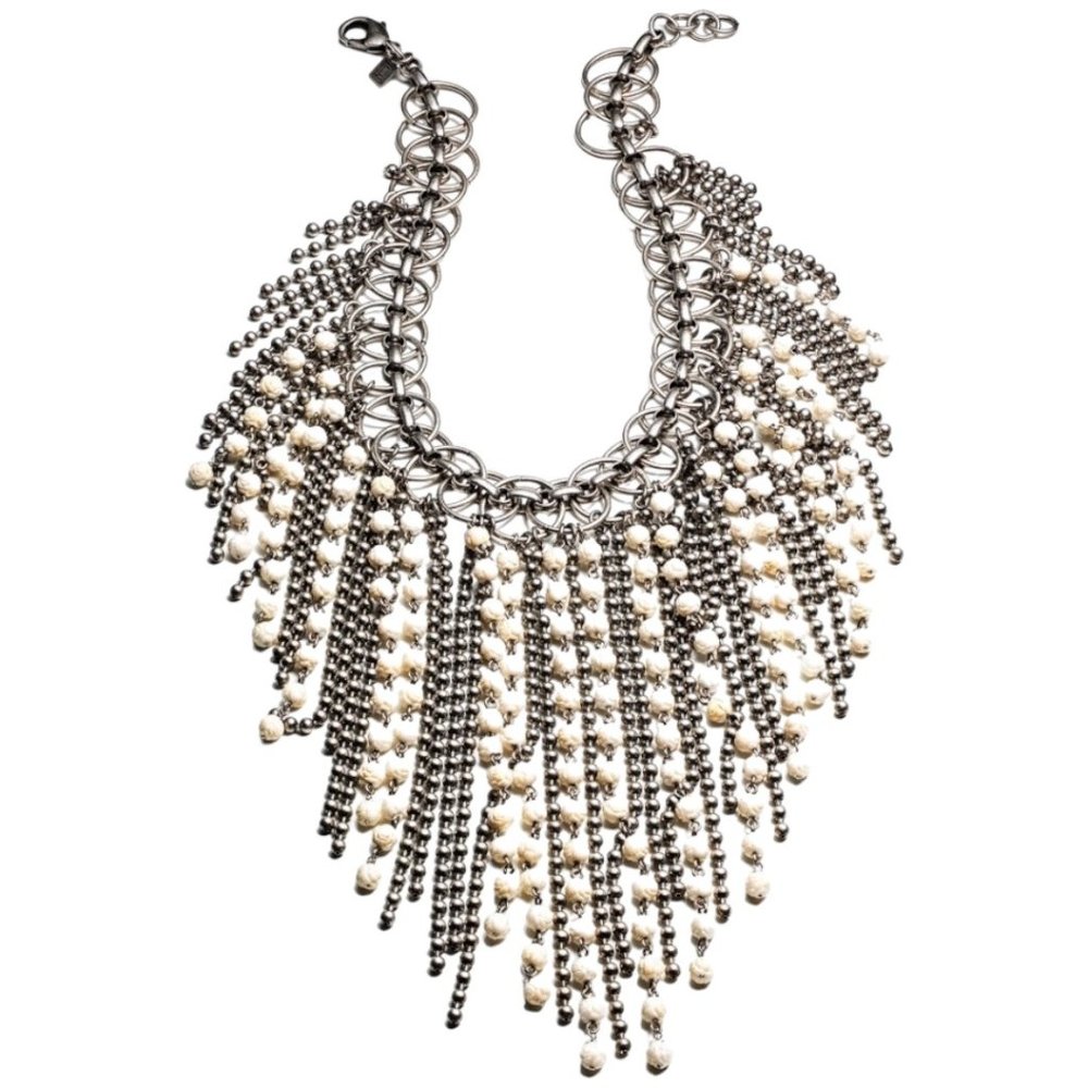 Dannijo Glynn Statement Necklace in Ox Silver/Bone 